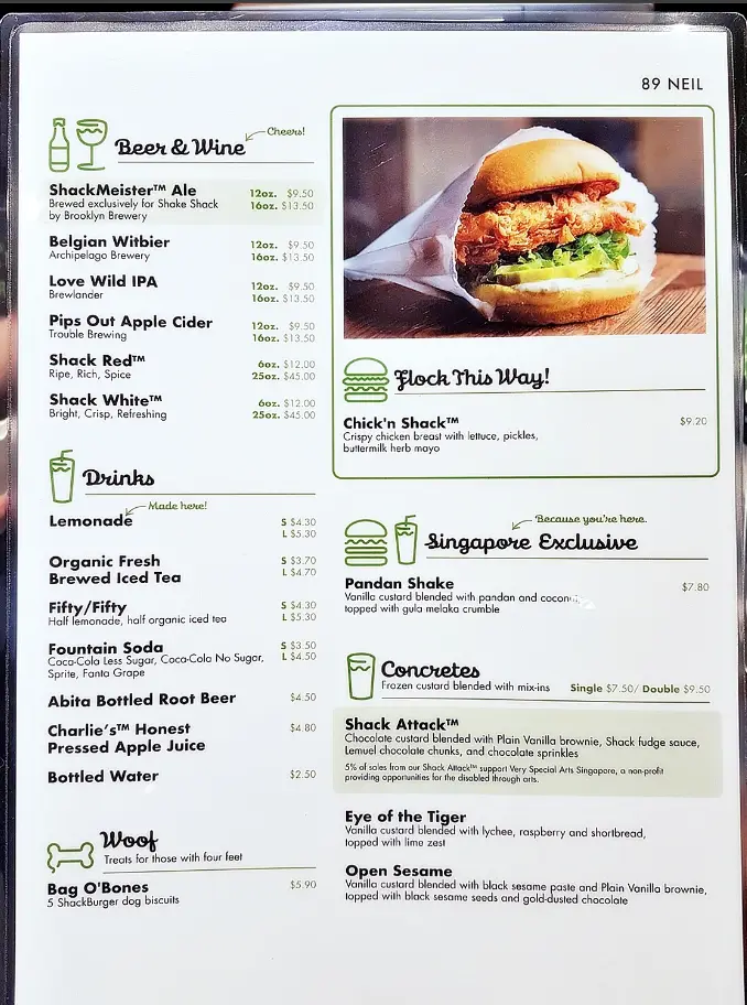 Shake Shack Menu 