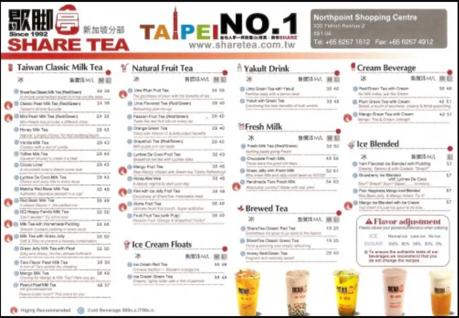 Sharetea Menu